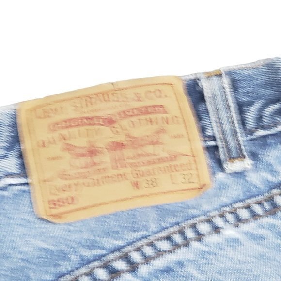 Levi's 550 Men 38 Blue Relaxed Fit Distressed Well Worn Work Jeans Grunge USA - Picture 6 of 8